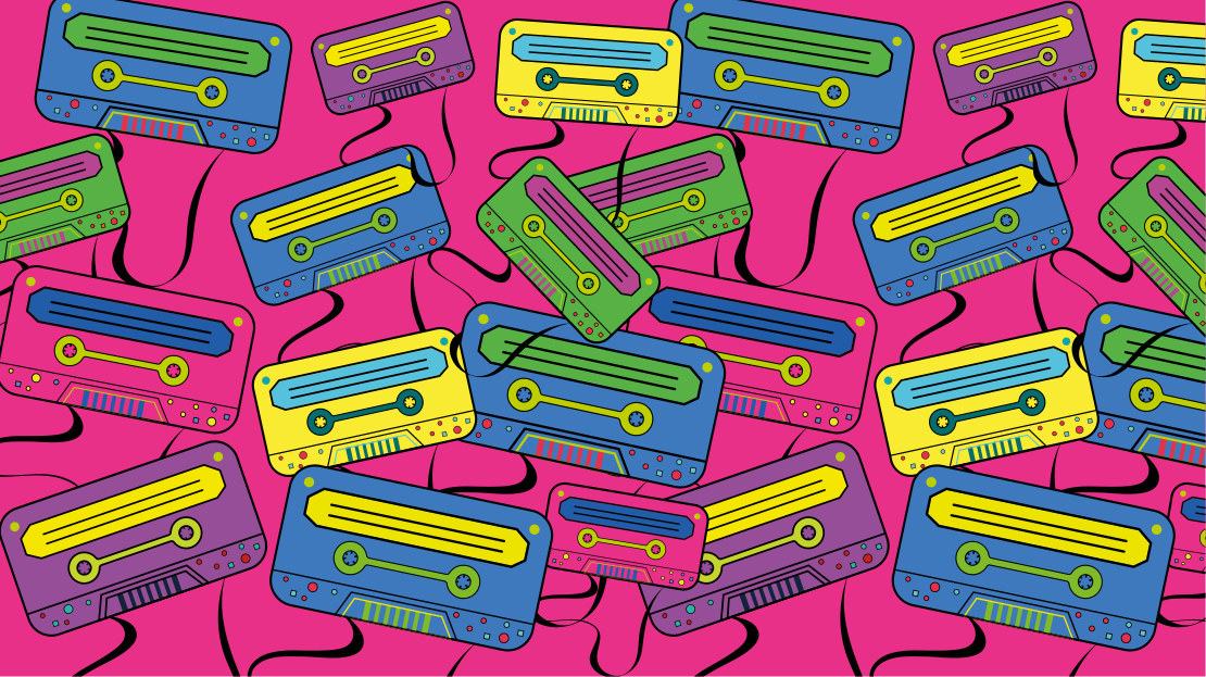Vintage Cassette Motif teenager vinyl rug - TenStickers