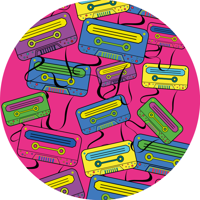 Vinyl rug vivid cassette tapes design - TenStickers
