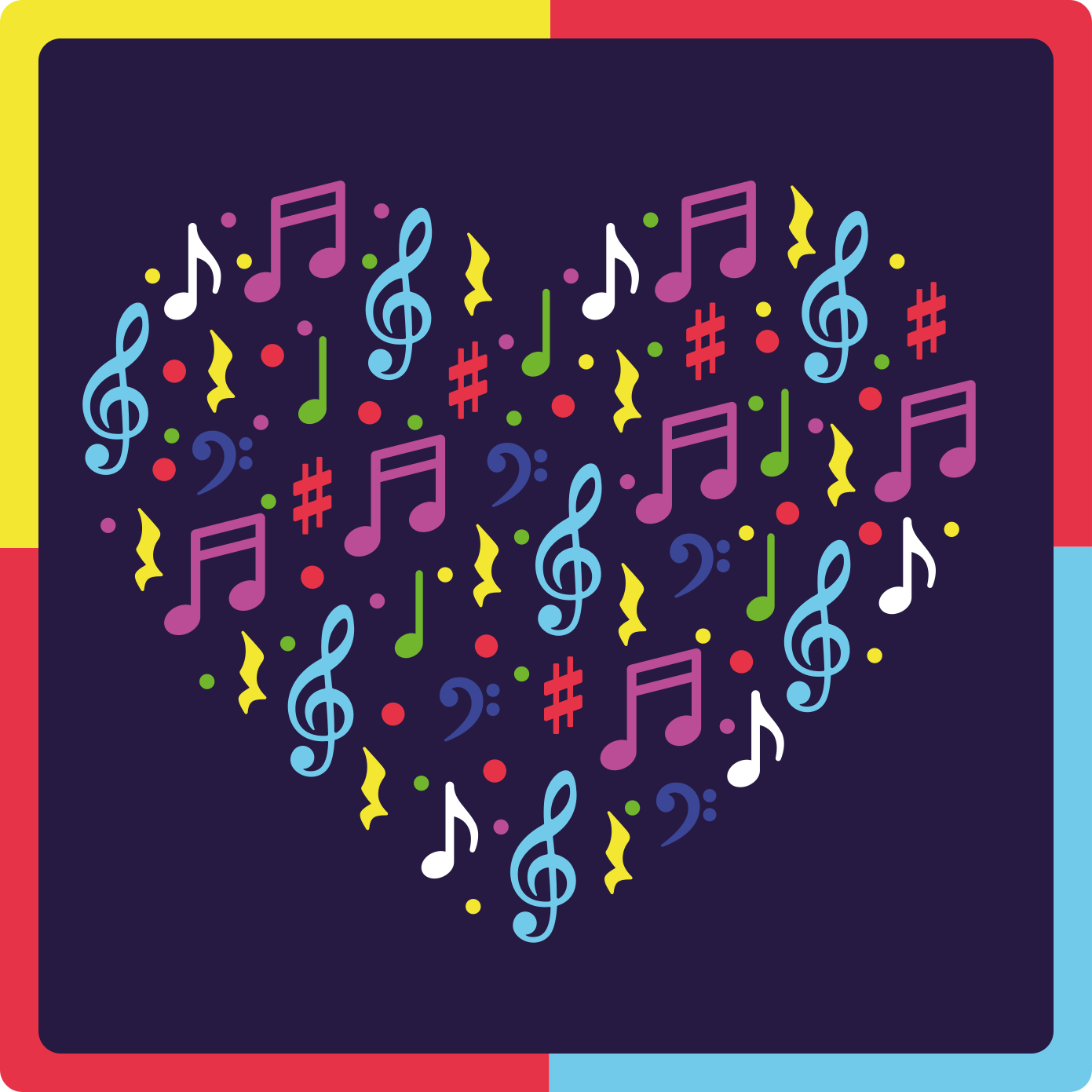 Musical Notes Heart teenager vinyl rug - TenStickers