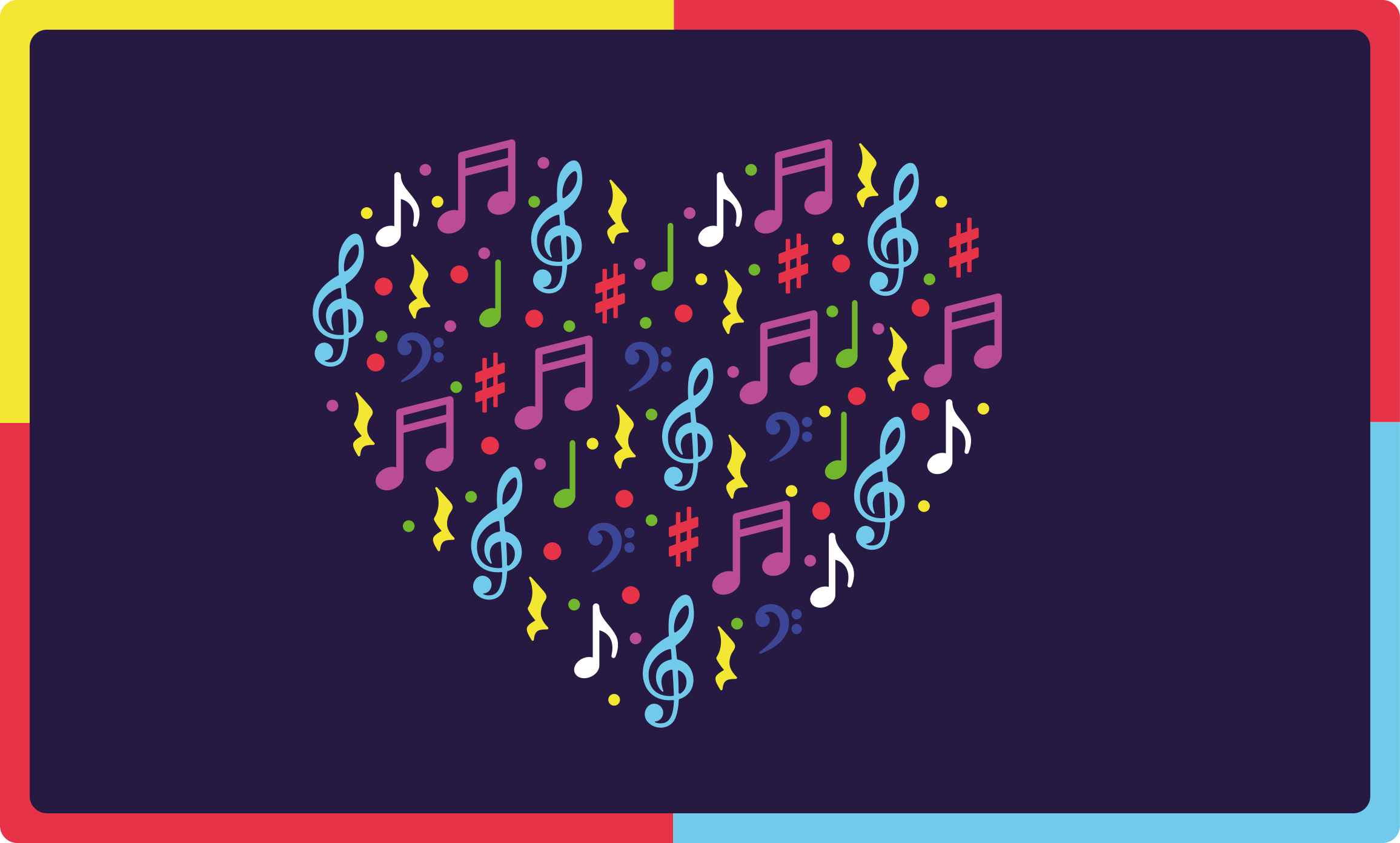 Colorful music heart vinyl rug - TenStickers
