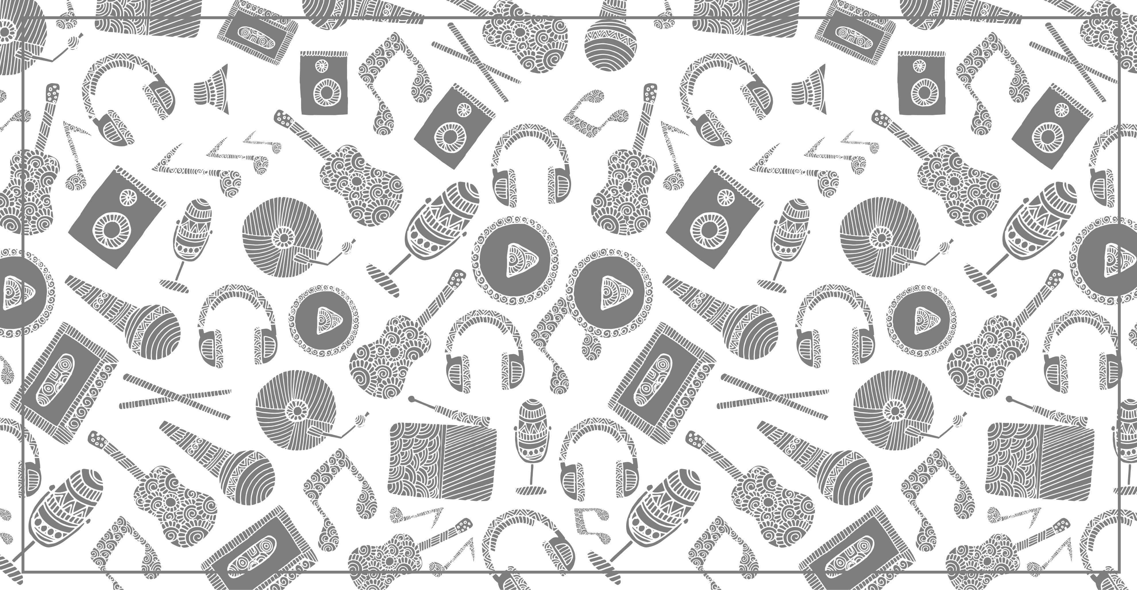 Musical Elements Pattern vinyl rug - TenStickers