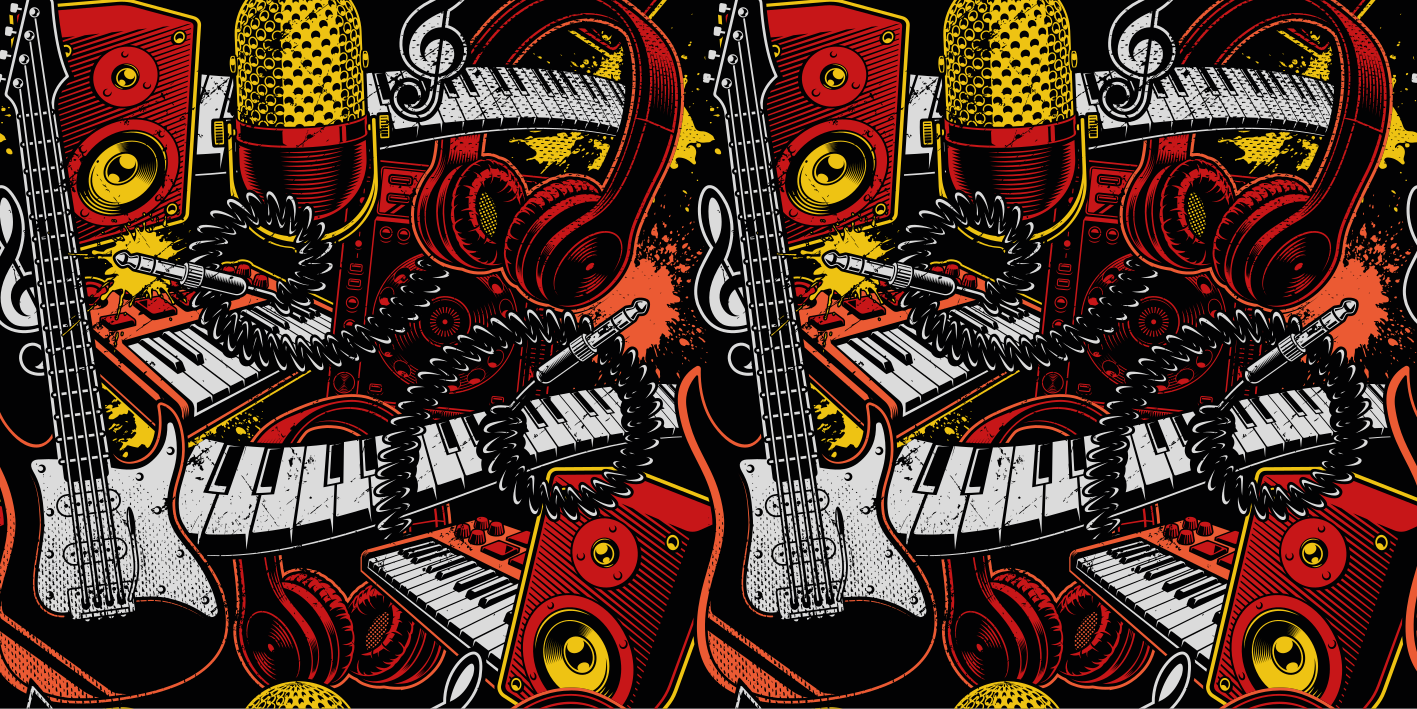 Vinyl rug musical components showcase - TenStickers