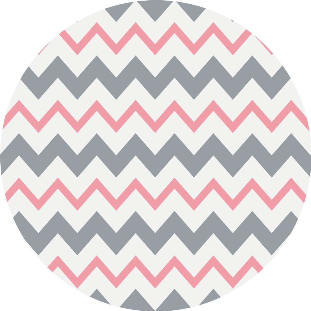 Pink and gray zig zag lines circular rug - TenStickers