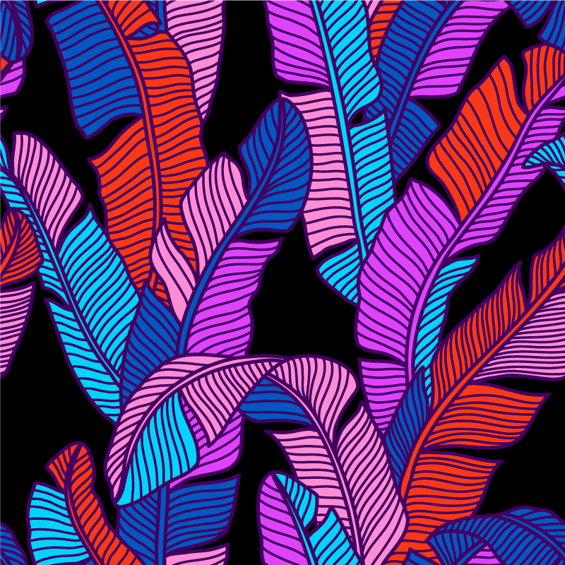 Vibrant leaf patterns flower vinyl rug - TenStickers