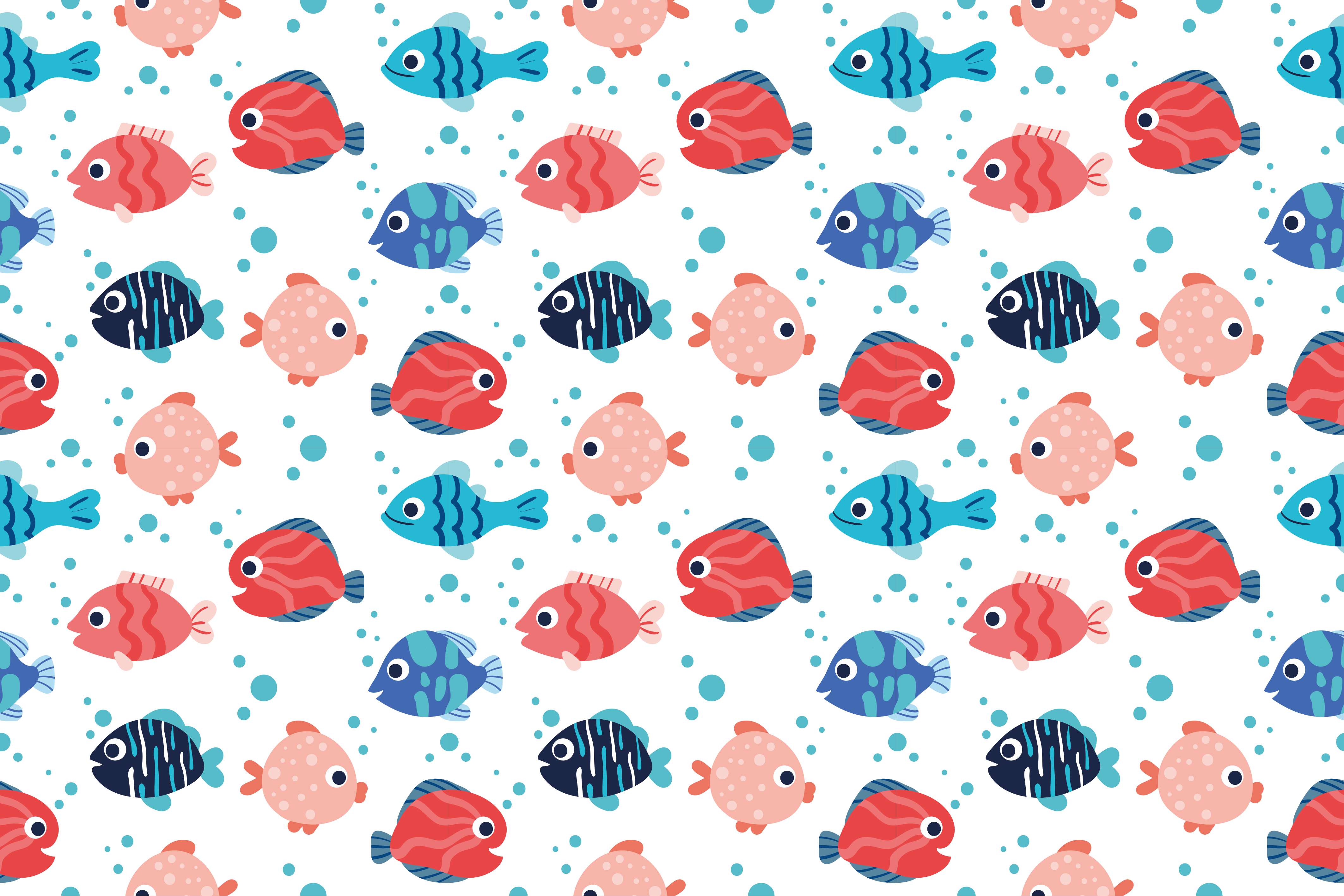 Pink and blue fishes kids vinyl rug - TenStickers