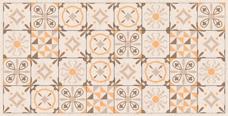 Vintage Tile Motifs marble vinyl rug - TenStickers