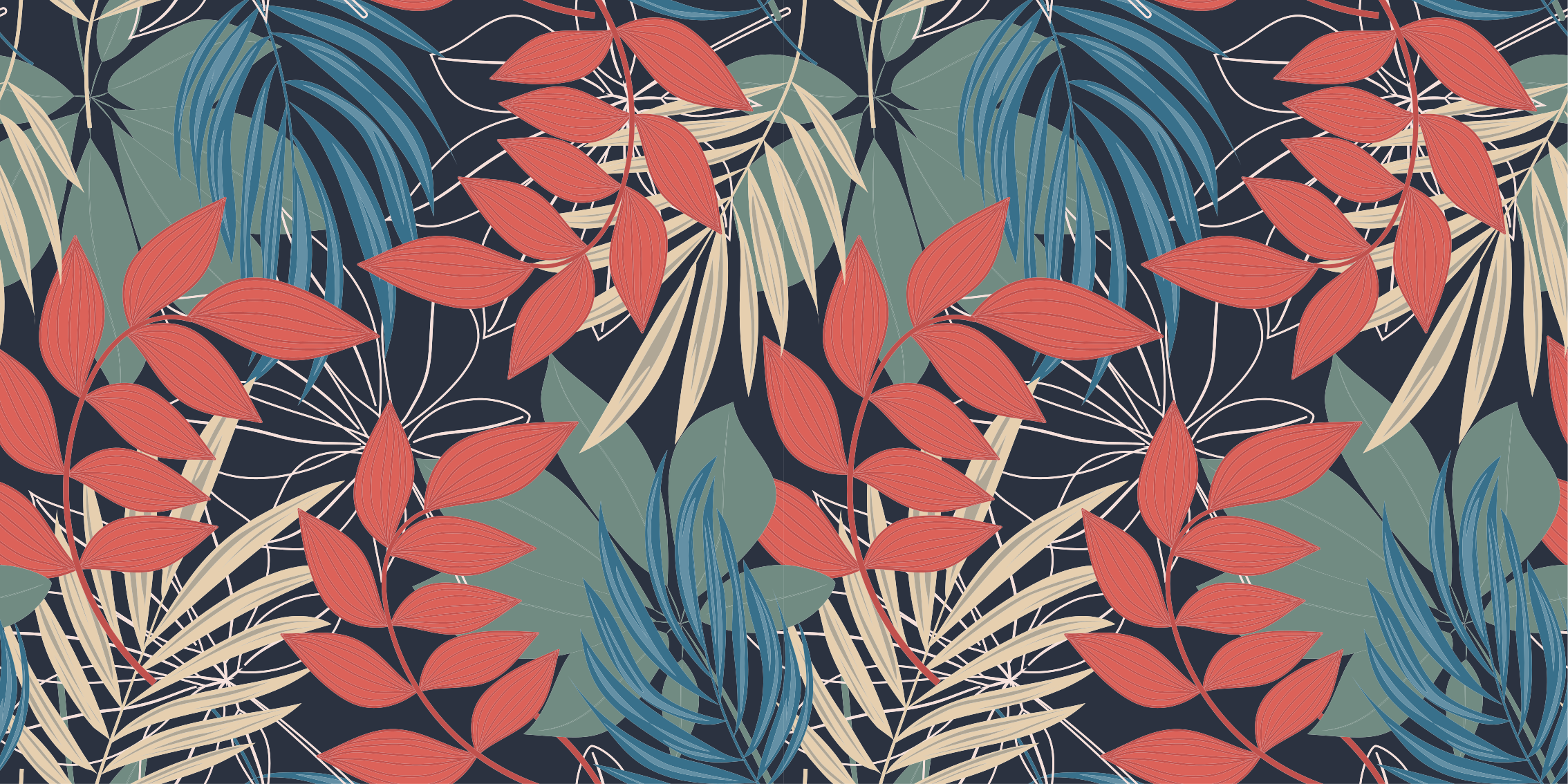 Vibrant Leaf Pattern flower vinyl rug - TenStickers