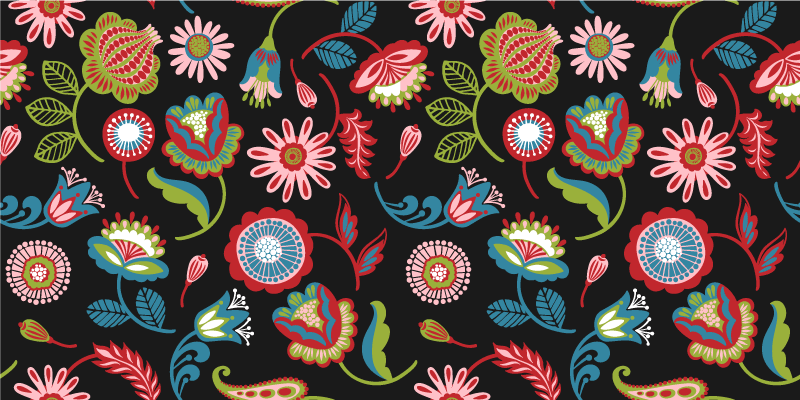 Vibrant Floral Inspiration flower vinyl rug - TenStickers