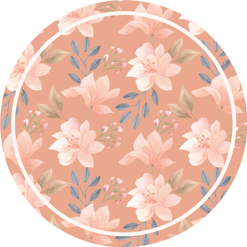 Peach Floral Pattern flower vinyl rug - TenStickers