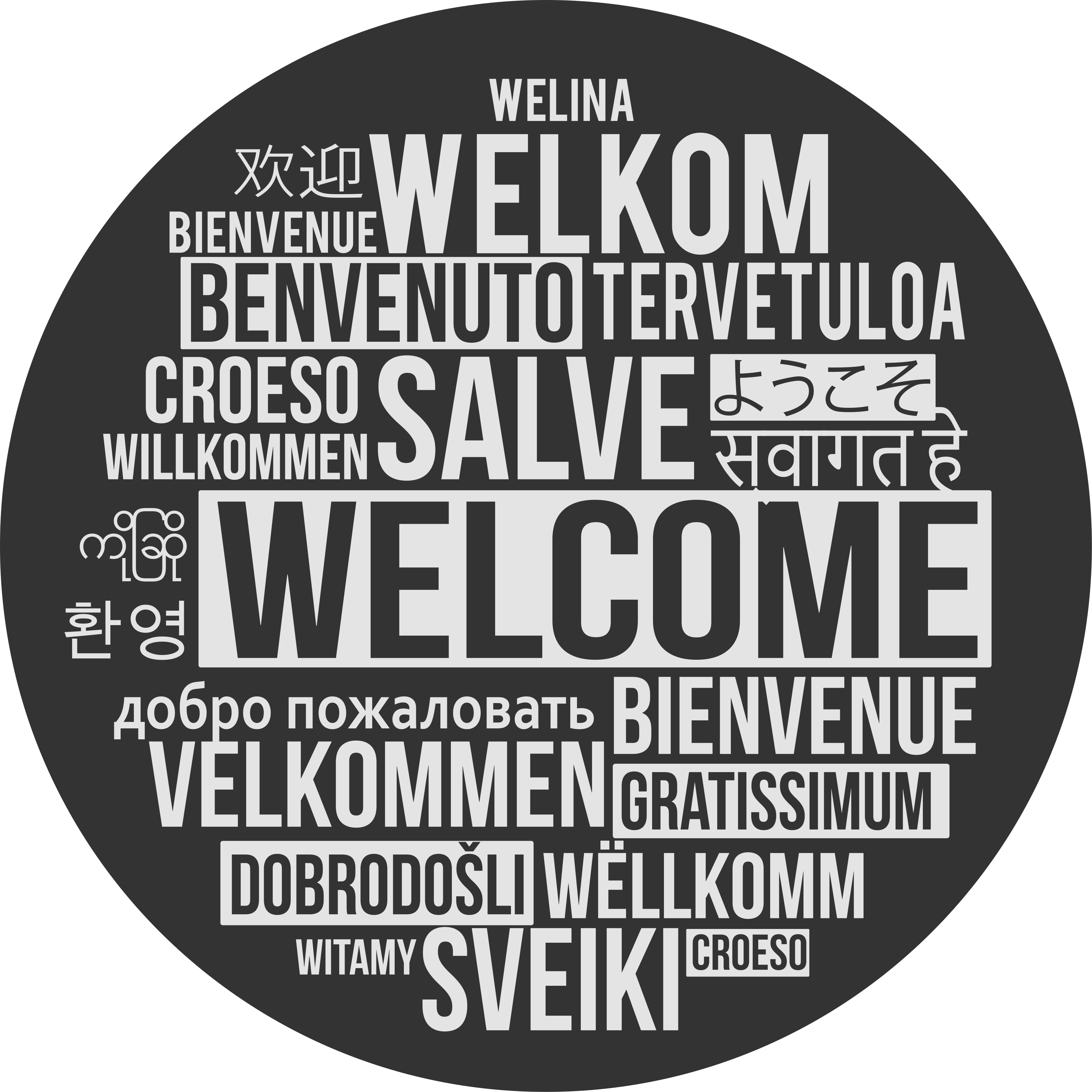 Greeting different language entrance hall vinyl rug - TenStickers