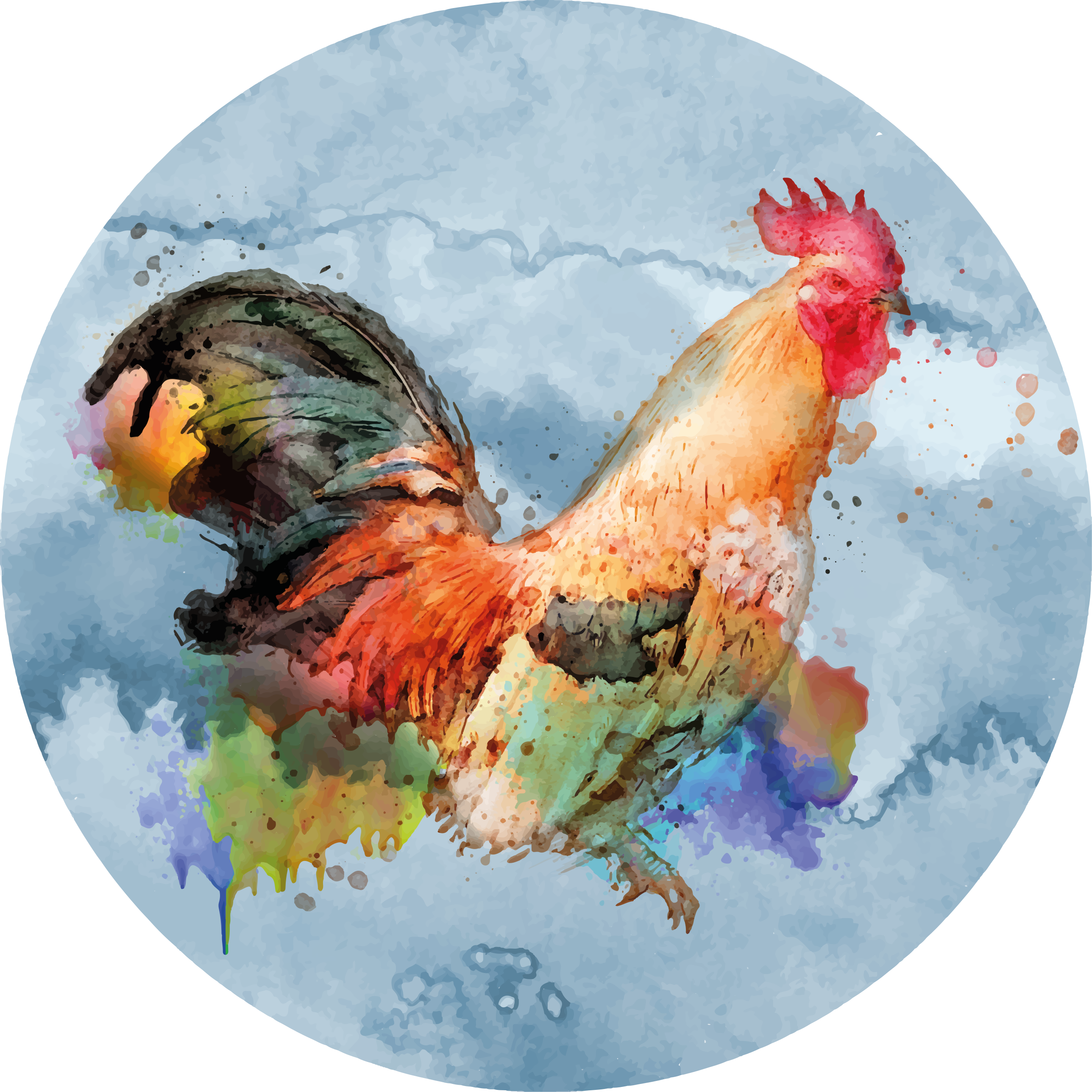 Animal print vinyl rug colorful rooster splash - TenStickers