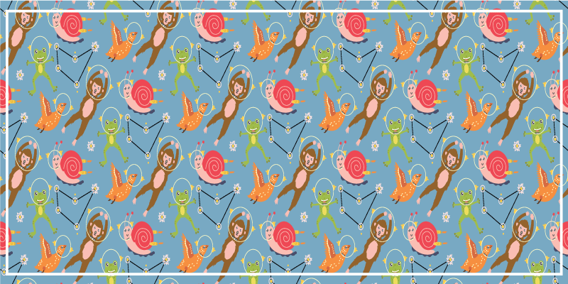 Colorful space creatures vinyl rug - TenStickers