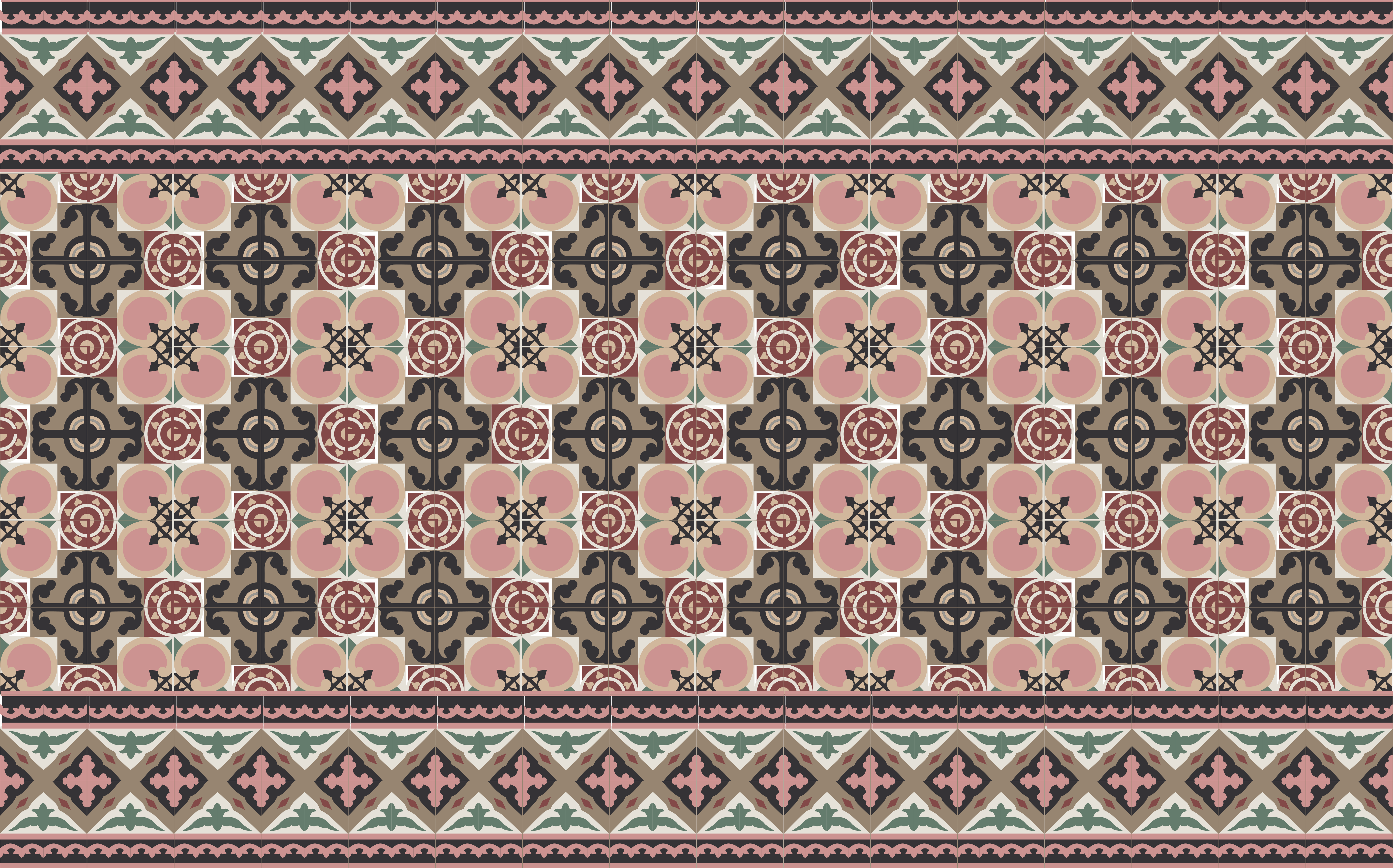 Retro Botanical Motif kitchen vinyl rug - TenStickers