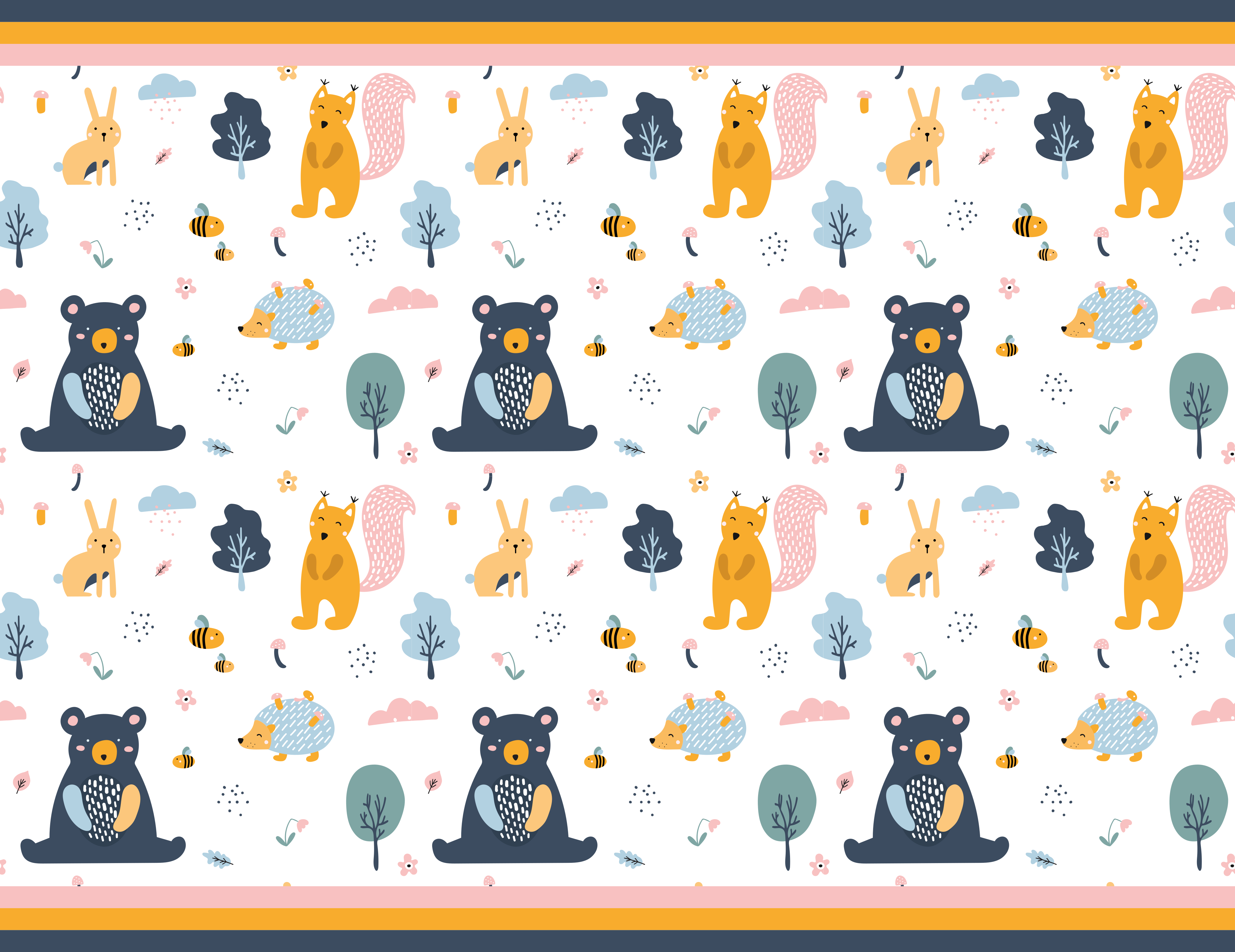 Scandinavian forest friends kids vinyl rug - TenStickers