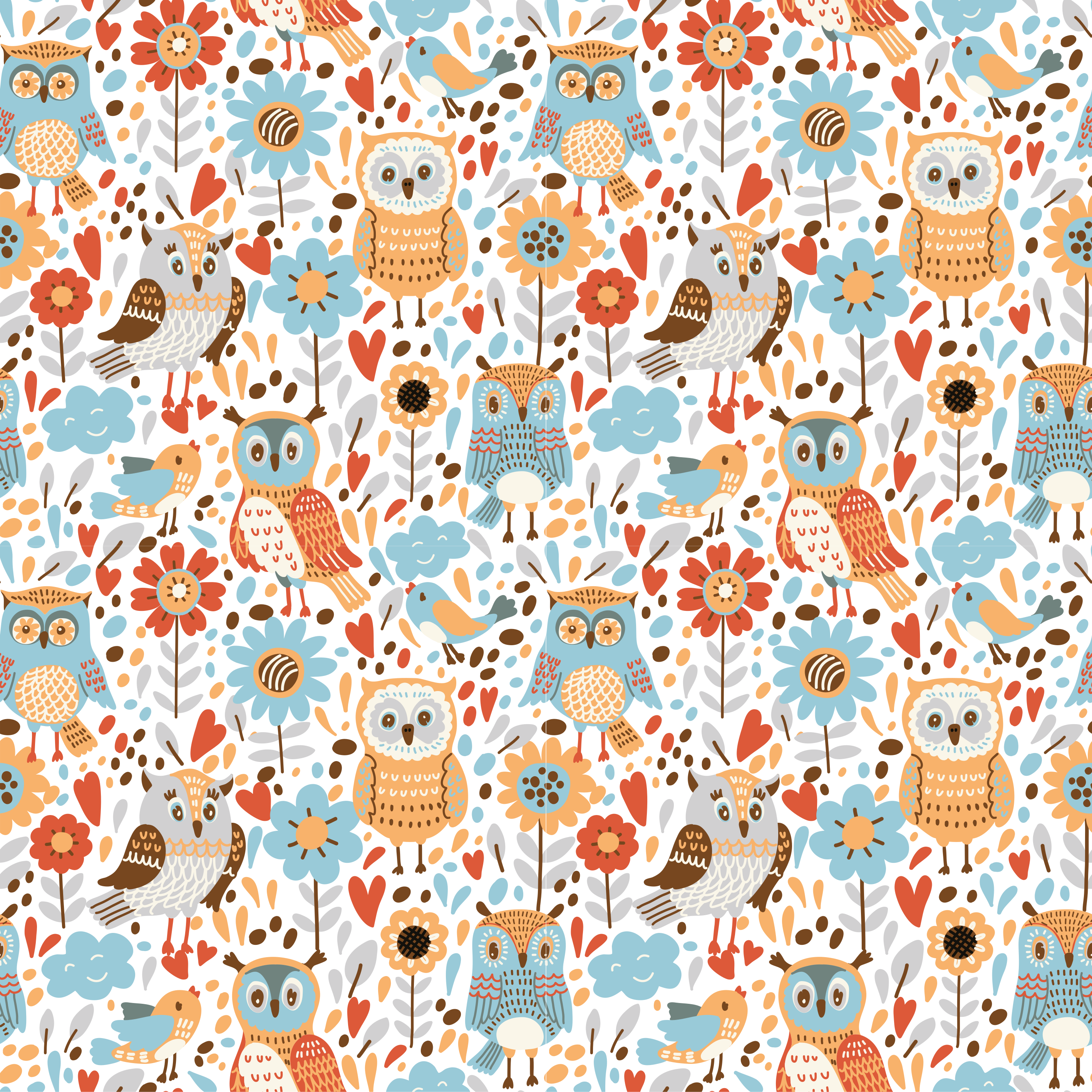 Charming owl pattern animal vinyl rug - TenStickers