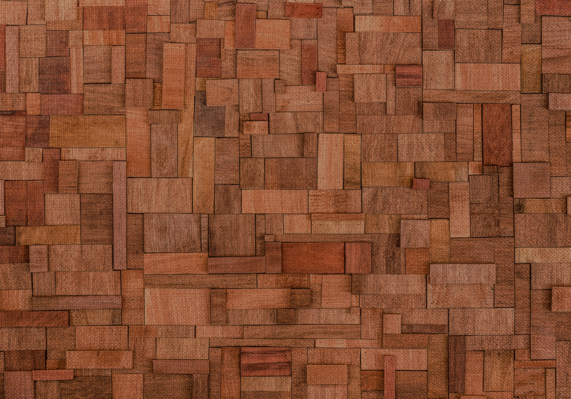 Warm block pattern wood vinyl rug - TenStickers