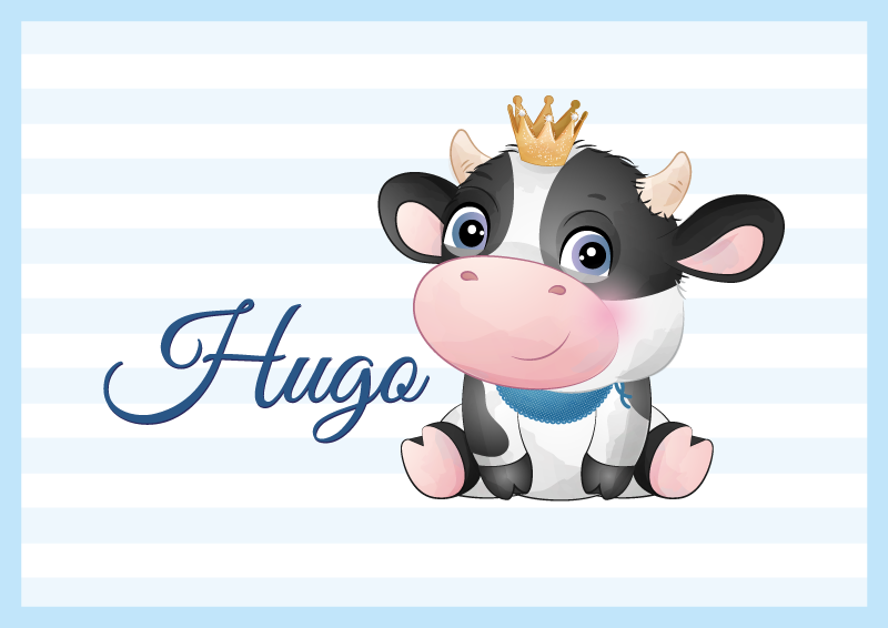 Cute cow for boy with name baby play mat - TenStickers