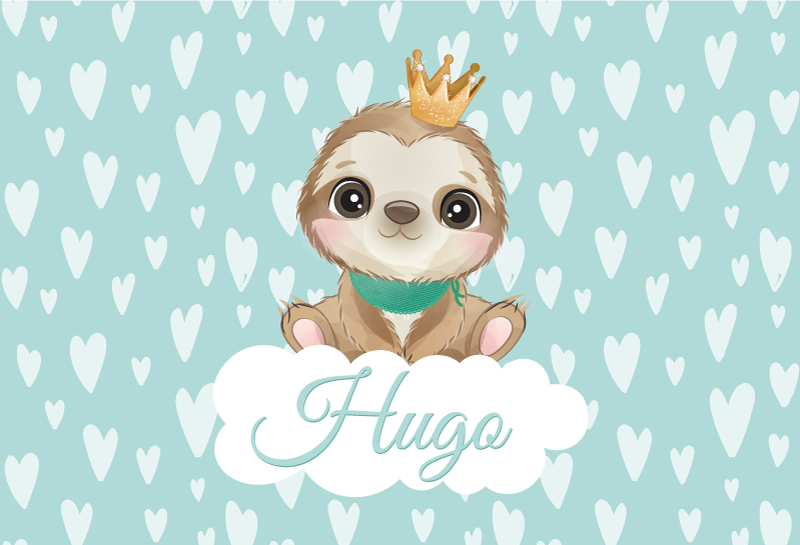 Cute sloth for boy with name circular rug - TenStickers