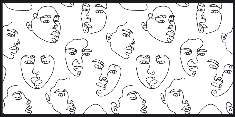 LINE ART FACES mosaic vinyl rug - TenStickers