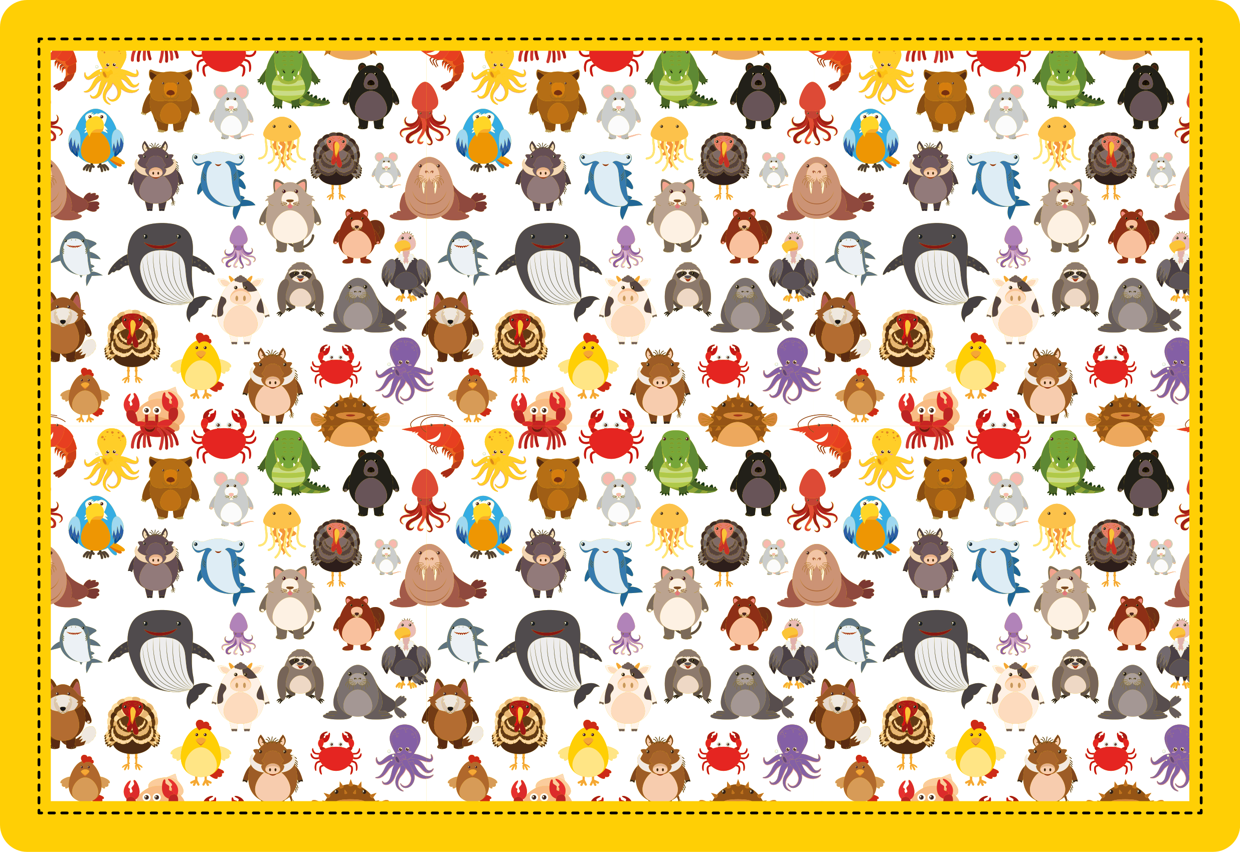 Adorable Creature Figures animal vinyl rug - TenStickers