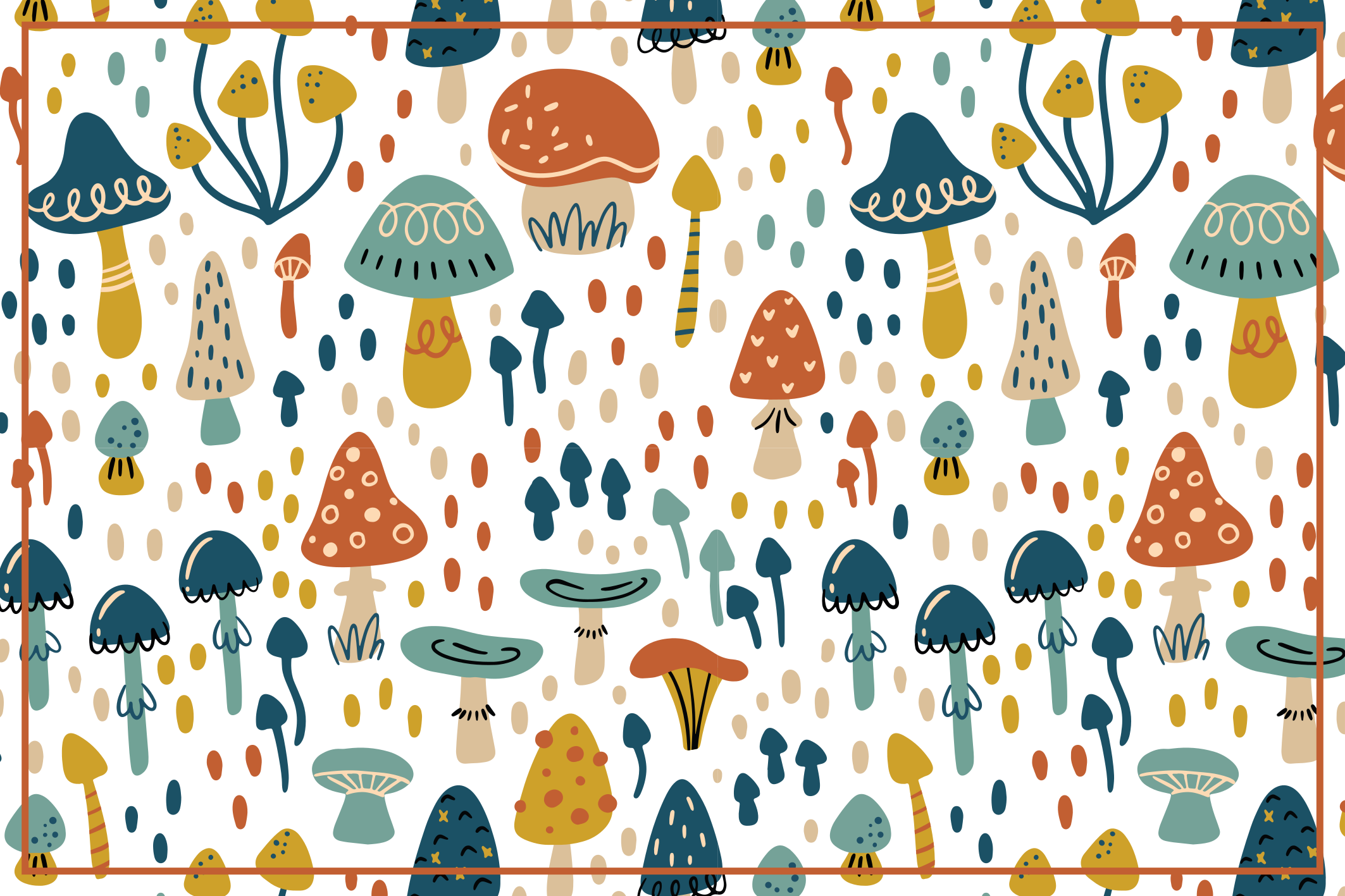 Cute cartoon mushrooms pattern floral rug - TenStickers