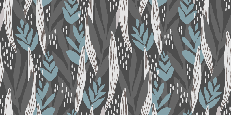LEAFY PATTERNS IN AQUA nature vinyl rug - TenStickers