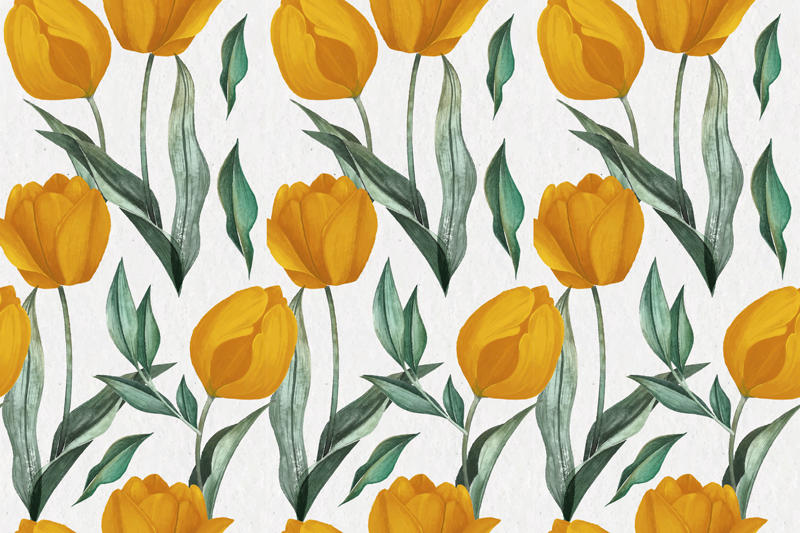 Yellow tulips oil painting pattern floral rug - TenStickers