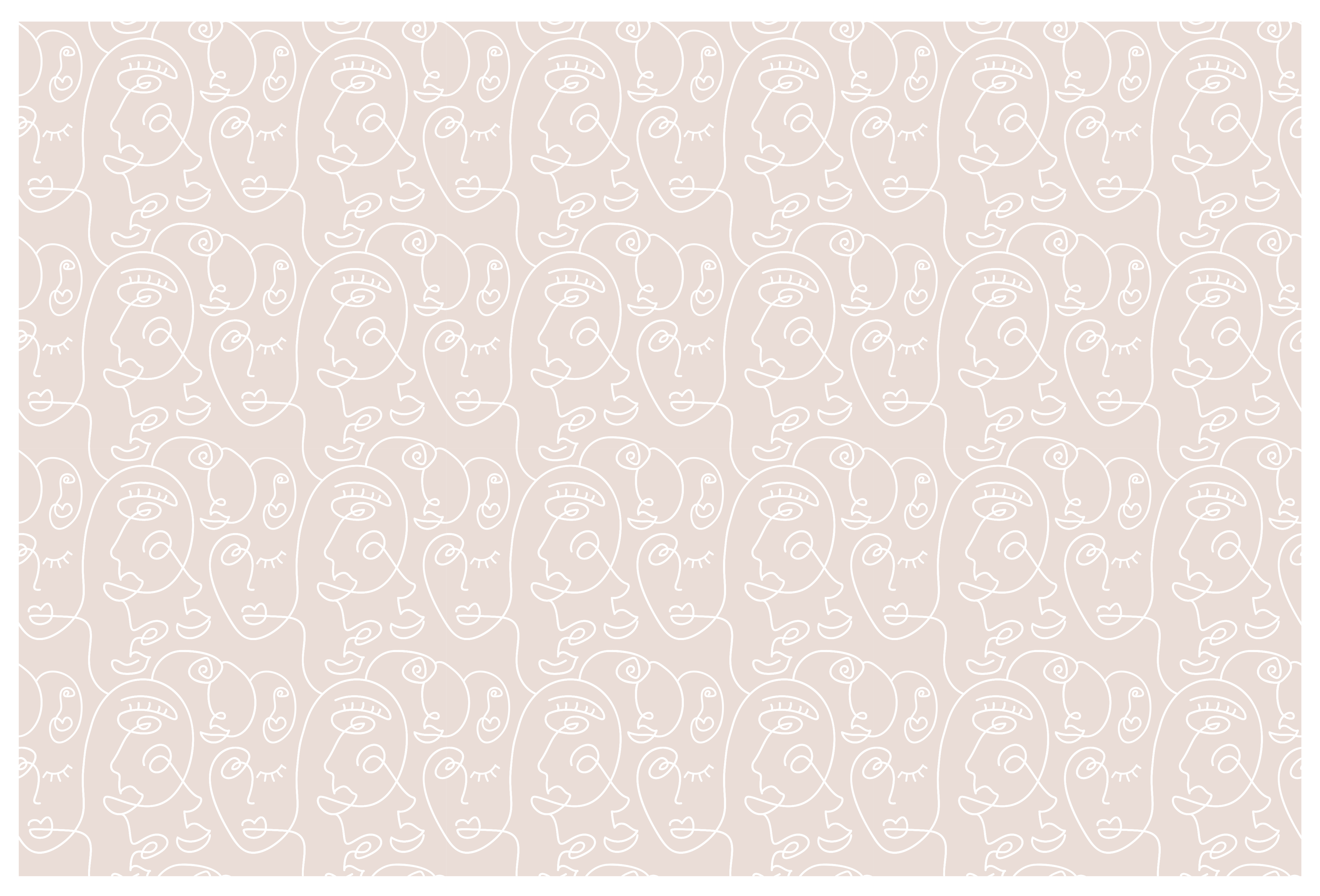 Minimalist Line Faces modern vinyl rug - TenStickers