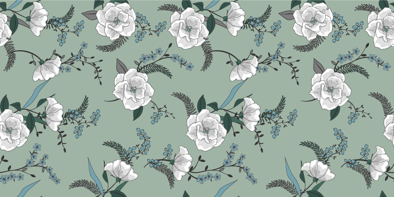 Botanical Concept flower vinyl rug - TenStickers