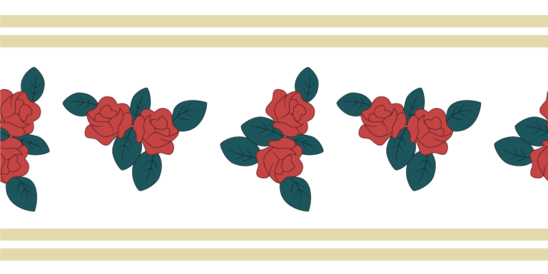 Shabby Chic red roses pattern floral rug - TenStickers