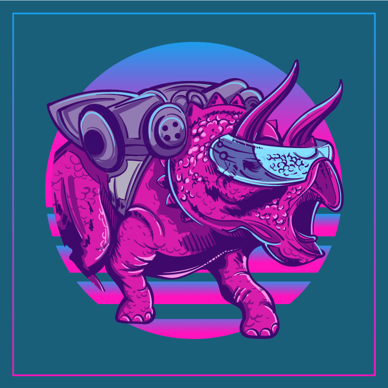 Cybernetic Rhino Illustration animal vinyl rug - TenStickers