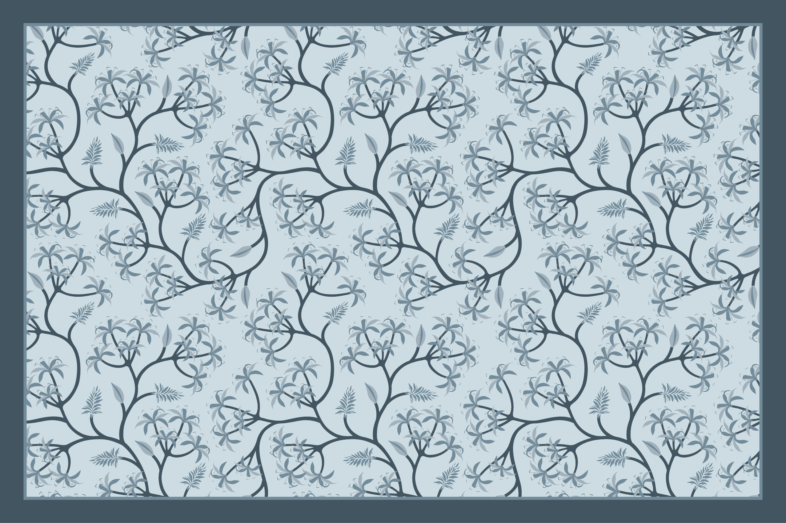 Botanical Silhouette Pattern flower vinyl rug - TenStickers