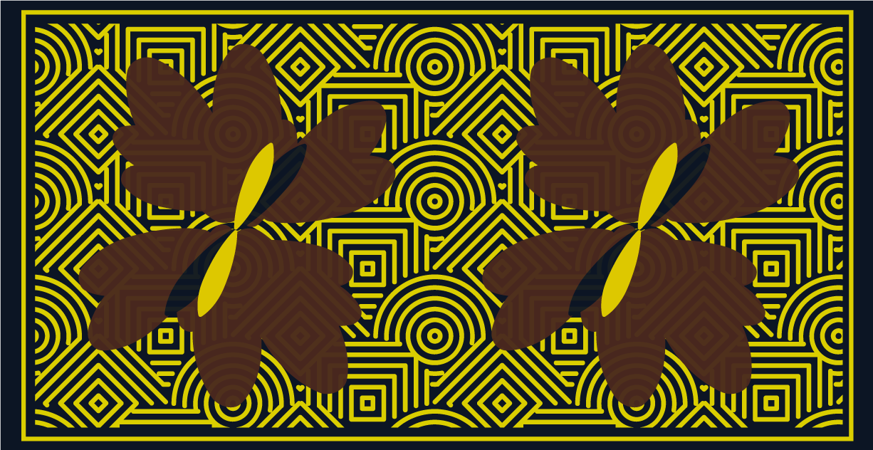 Geometric Floral Contrast geometric vinyl rug - TenStickers