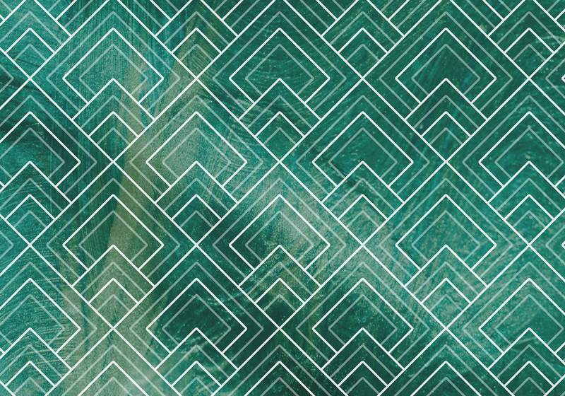 Geometric Green Chevron tile vinyl rug - TenStickers