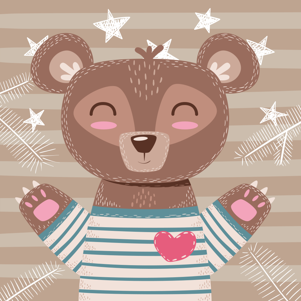 Adorable Bear Illustration nursery rugs - TenStickers