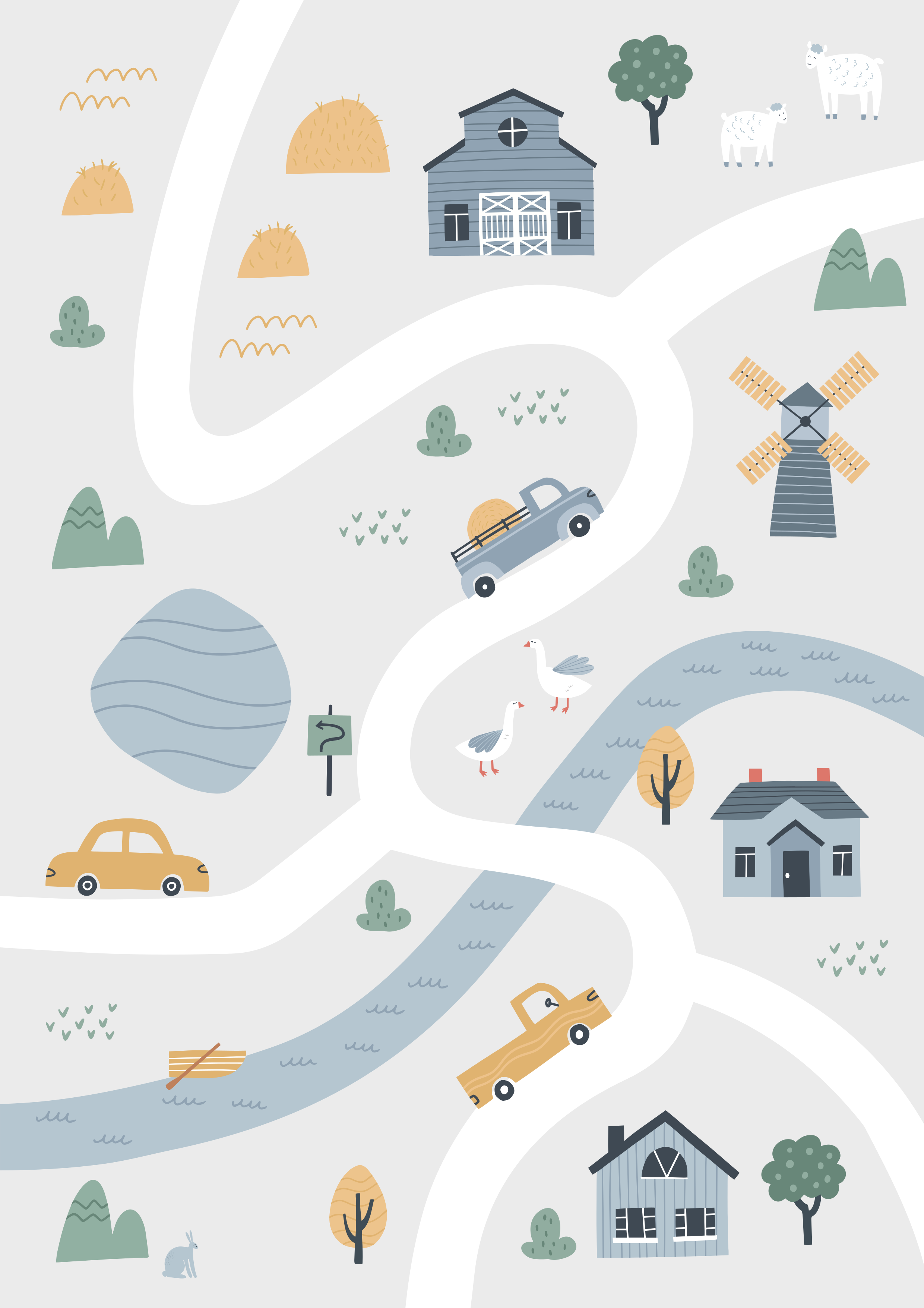 Playful Roadway Design rugs with roads - TenStickers