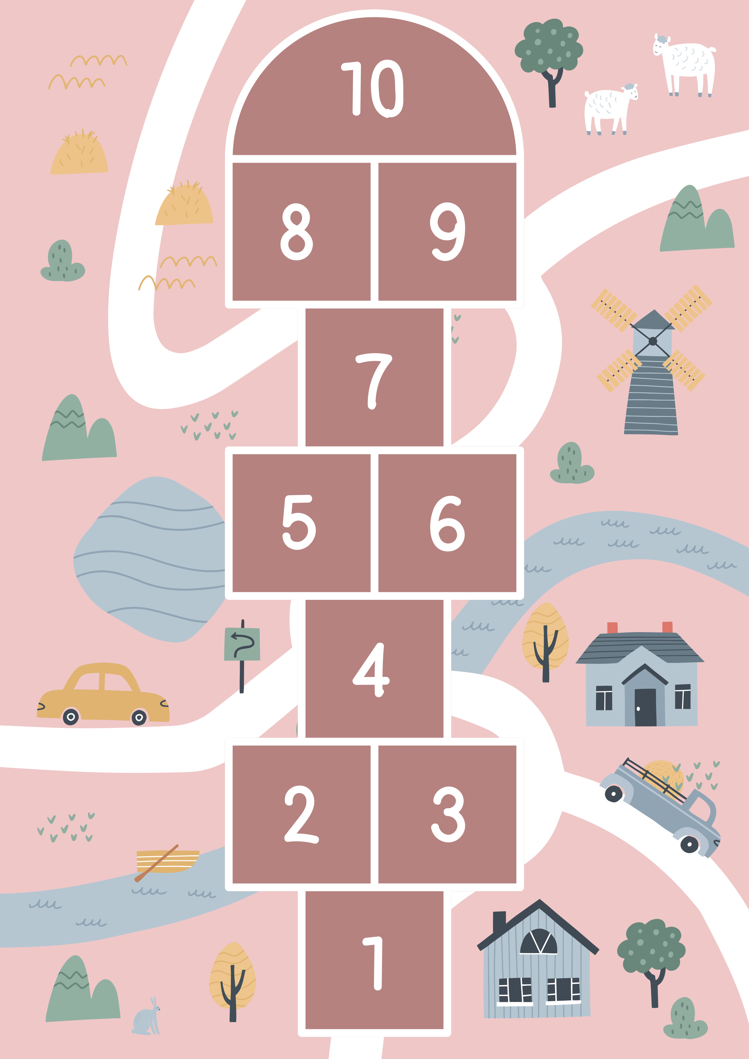 Children's Playful Hopscotch game mat - TenStickers