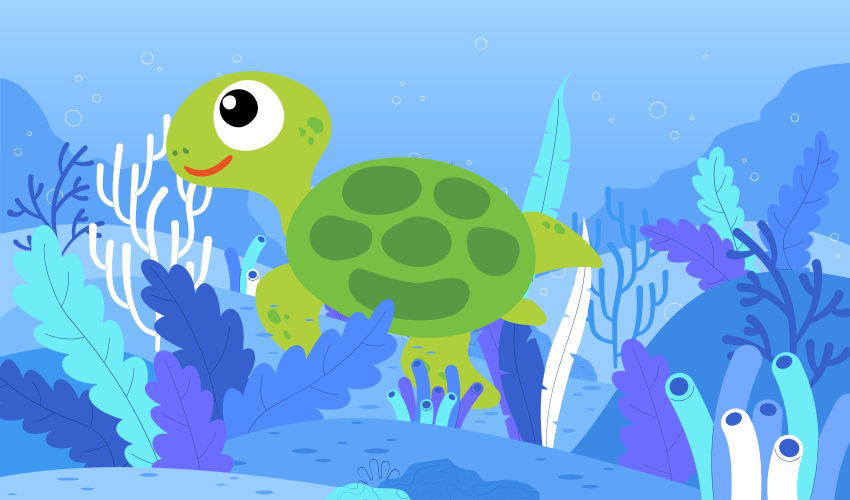 Cheerful Turtle Seascape playroom rug - TenStickers