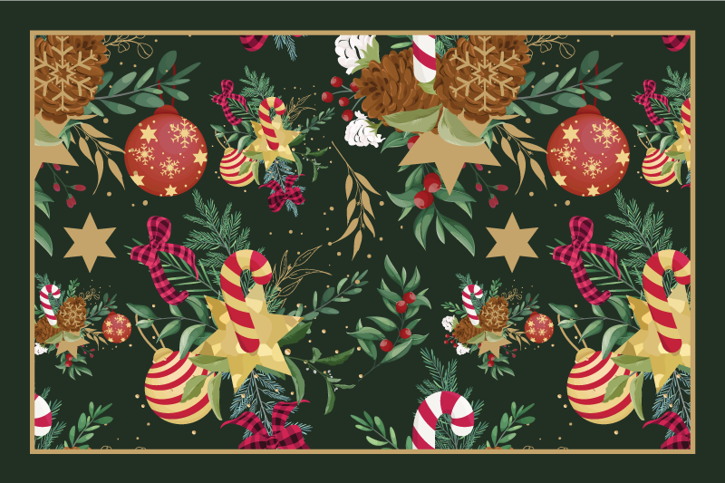Festive Holiday Motifs Christmas rug - TenStickers