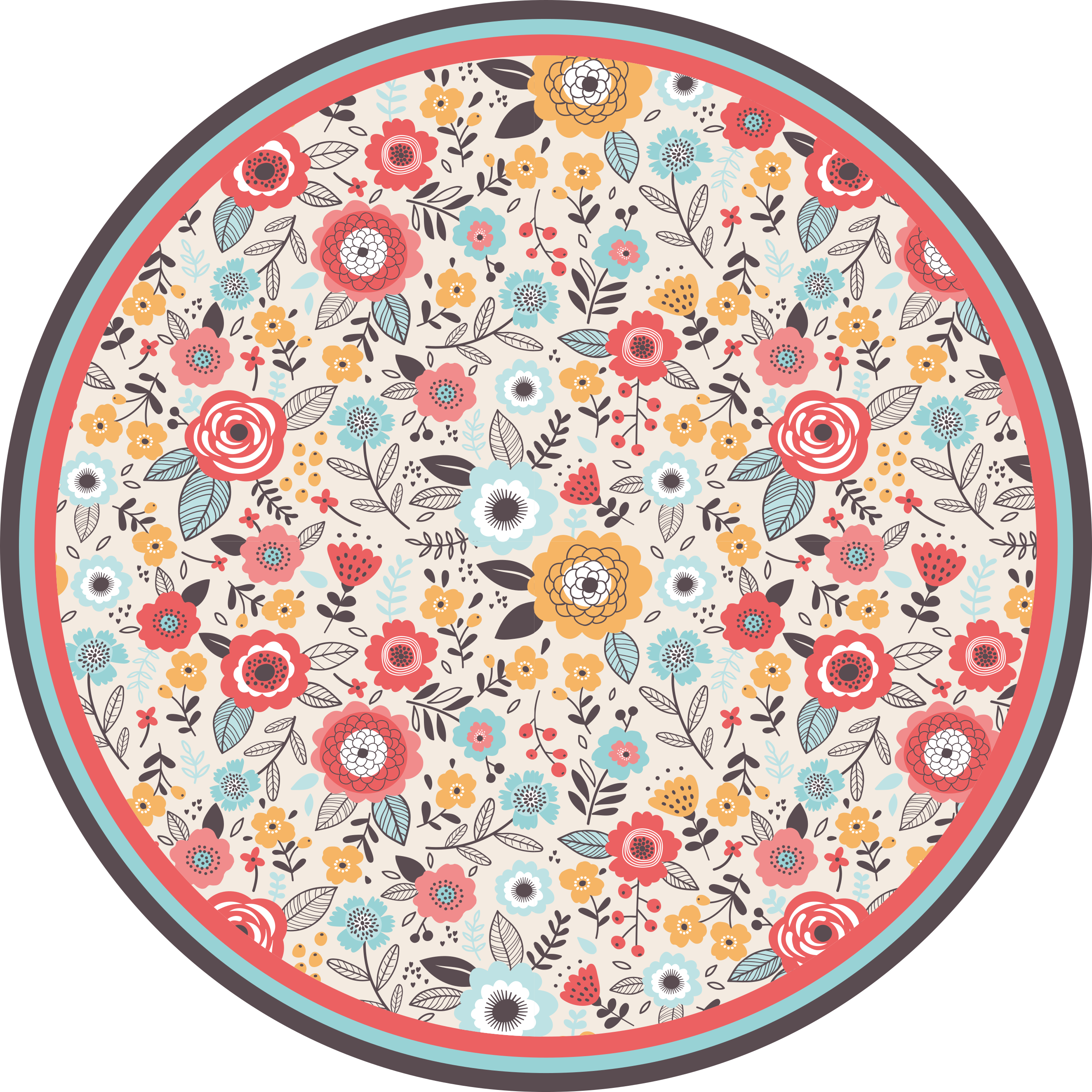 Floral Circular Design carpet roses - TenStickers
