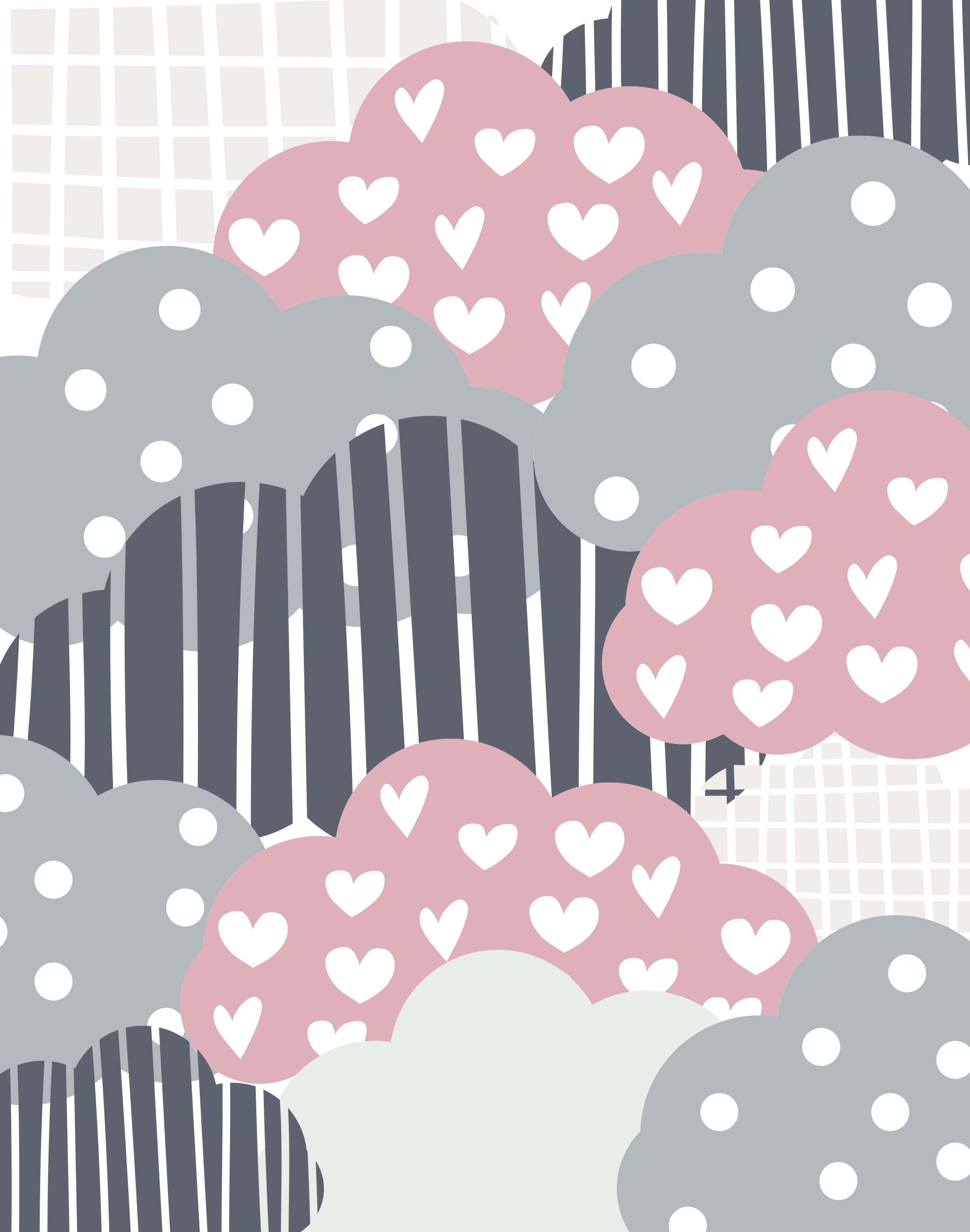 Cloudy Hearts Pattern playroom rug - TenStickers