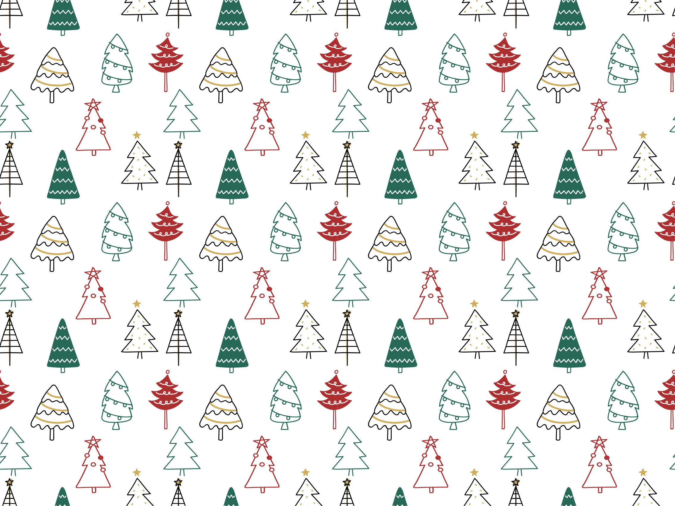Festive Trees Pattern Christmas rug - TenStickers
