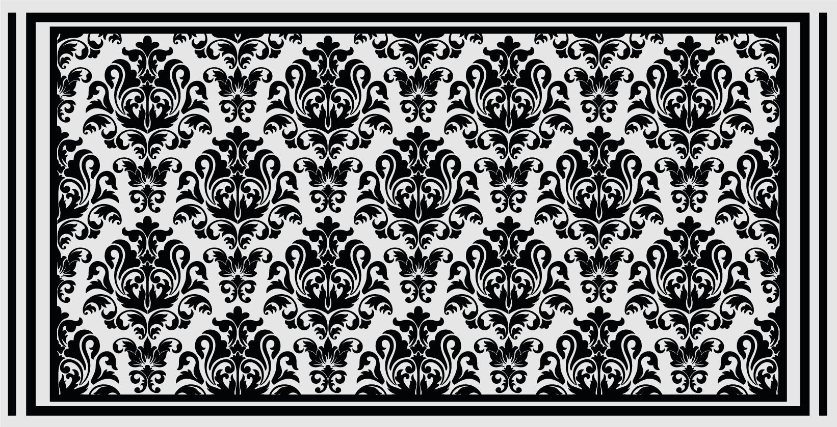 Hollywood-regency classical black pattern vintage vinyl rug - TenStickers