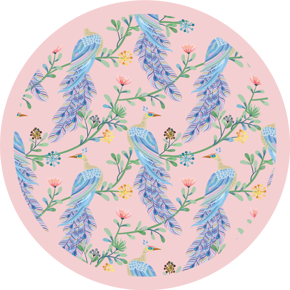Feathered Botanicals flower vinyl rug - TenStickers