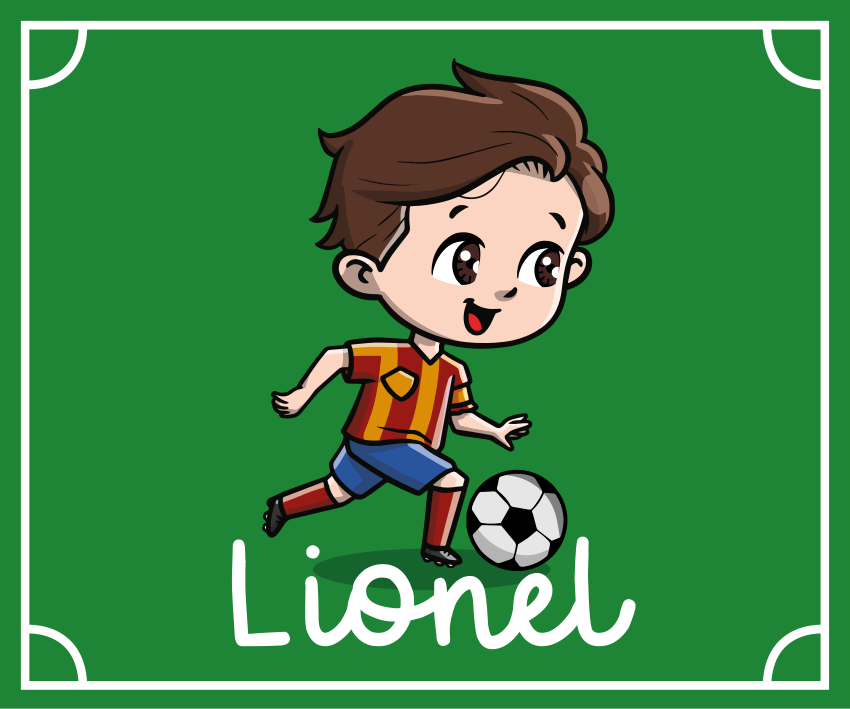 Kid football player with name personalised mat - TenStickers