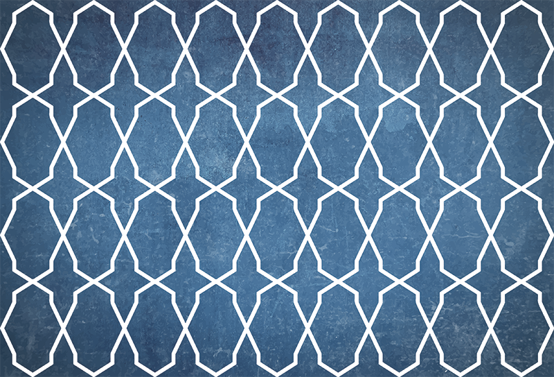 White and blue wavy diamond pattern floor rugs - TenStickers
