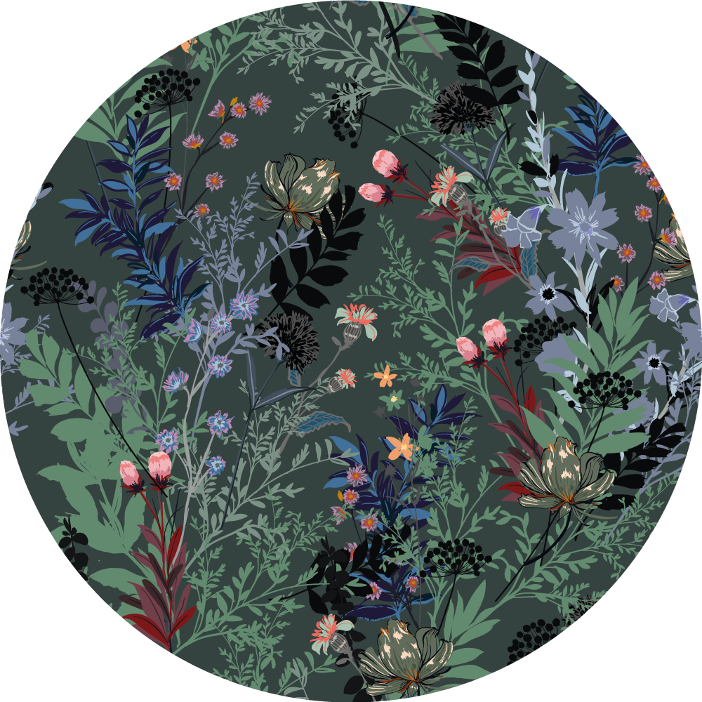 Botanical Motif flower vinyl rug - TenStickers