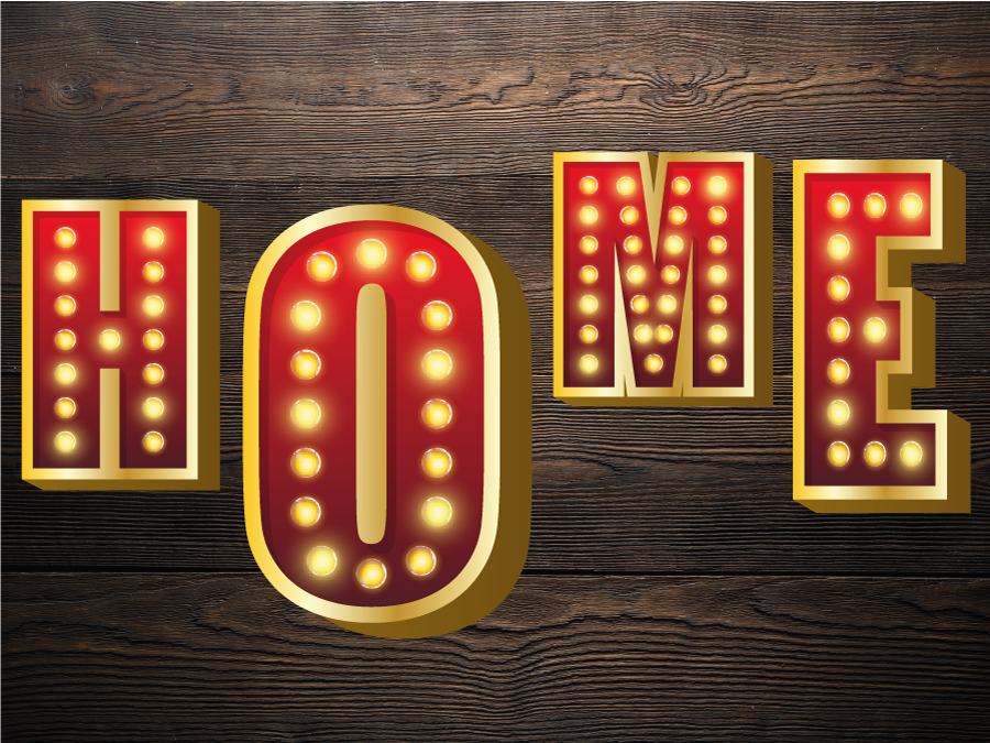 "Home" neon text custom rug - TenStickers