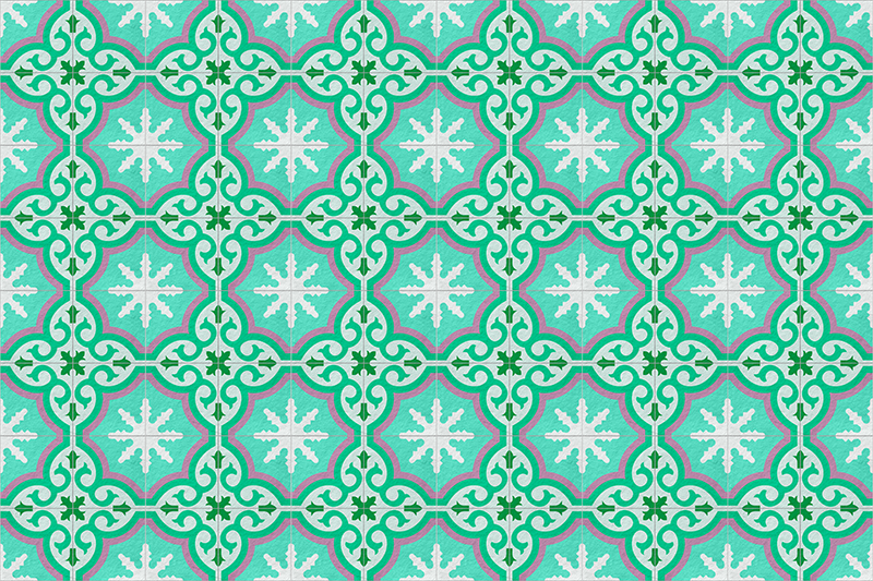 green hydraulic tile vintage rug - TenStickers