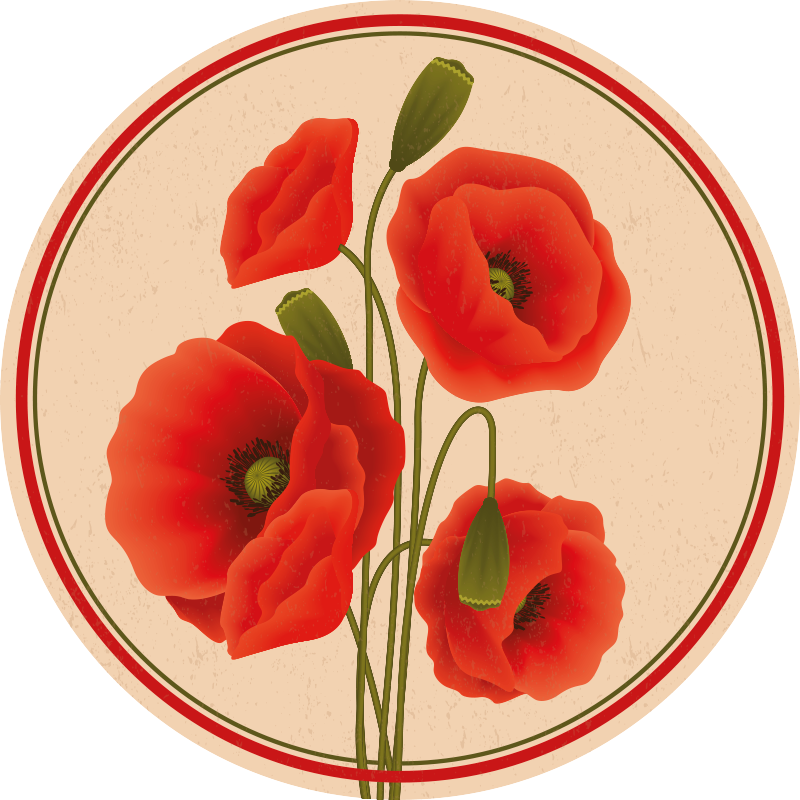 red poppies floral rug - TenStickers